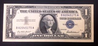 Vintage Us Currency,  Unc Silver Certificate $1.  00 photo
