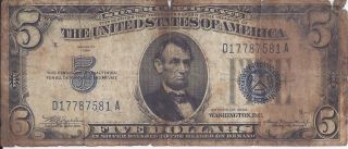 $5 Five Dollar Silver Certificate 1934 Plain Julian - Morganthau, photo