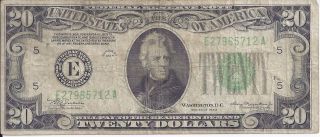 1934 Plain $20 Twenty Dollar Frn E Richmond,  Julian - Morgenthau, photo