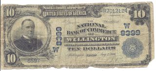 1902 National Bank Of Commerce Wellingotn,  Ks $10 National Note; Ch 8399 photo