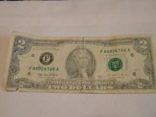 1995 Misprinted (2) Two Dollar Bill - Circulated photo