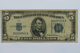 1934 D Five Dollar Silver Certificate photo