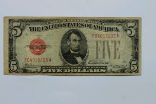 1928 C Five Dollar Red Seal Note photo