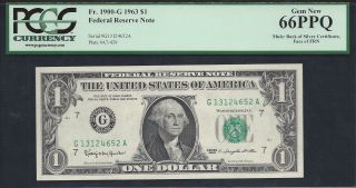 $1 Frn Front/ $1 Silver Cert Back==1963==pcgs - 66ppq photo