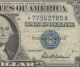Star Note 1957 Silver Certificate Blue Seal 77542785a $1.  Bill W/info Card Small Size Notes photo 2