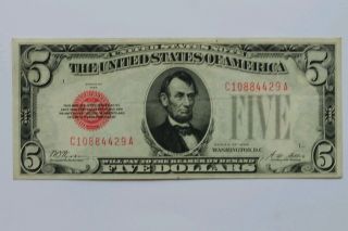 1928 Five Dollar Red Seal Note photo