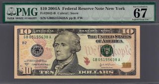 Federal Reserve $10 2004 A York In A Pmg Gem 67 Epq 5638 photo