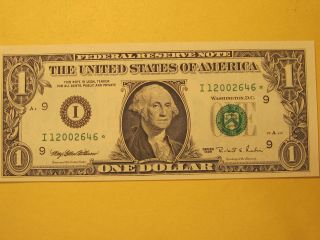 1995 $1 Star Note From District I - 9 Minneapolis,  Always A Difficult Find - Unc. photo