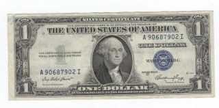 Au Crisp 1935e Silver Certificate Blue Seal A90687902i $1.  Old Currency Godless photo