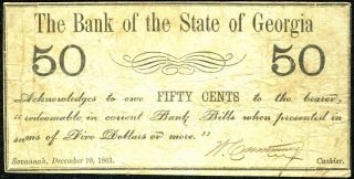 50c 1861 The Bank Of The State Of Georgia,  Savannah Swirl Design Civil War Date photo