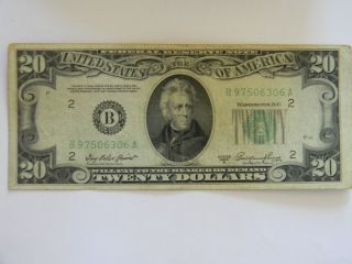 1950a Twenty Dollar $20.  00 Federal Reserve B Series Note photo
