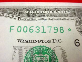 1995 $2 Federal Reserve Star Note Underinked Digit Error 137 photo
