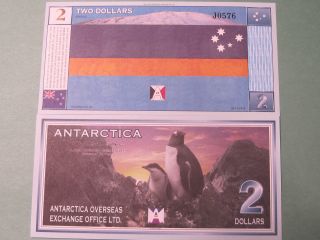 1999 $2 Antarctica Flight 901 Commemoritive//unc.  Penguins photo