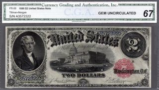 1880 $2 Dollar United States Legal Tender Fr.  56 In A Cga Gem 67 photo