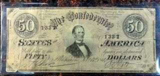 Civil War 1864 T - 66 $50 Confederate Note From Pawn Stars G&s In Vegas photo