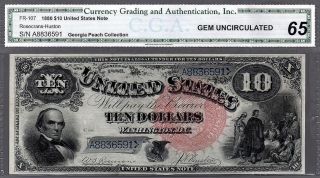 1880 $10 Dollar United States Legal Tender Fr - 107 In A Cga Gem Unc 65 photo