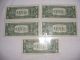 1963 B Five Consecutive Uncirc.  $1 Federal Reserve Notes Joseph W.  Barr Small Size Notes photo 1