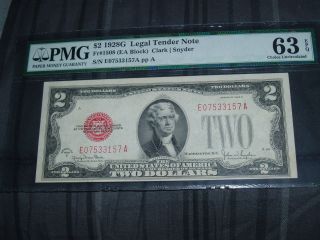 Pmg Fr1508 1928g $2 United States Note Red Seal Choice Uncirculated 63 photo
