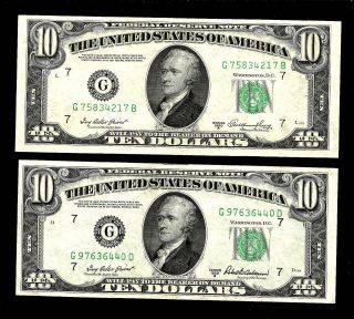 2 1950 Federal Reserve Ten Dollar Notes photo