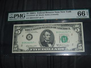 Pmg Fr 1970 - R 1969a $5 Federal Res Note Star York Gem Uncirculated 66 photo