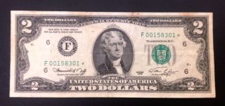 Vintage Us Currency,  $2.  00 Star Bill,  Good Serial Number photo