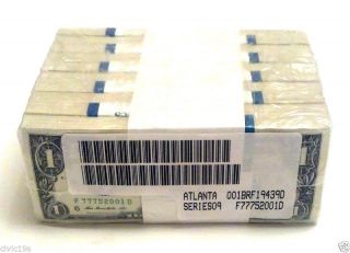 (1000) - $1 Atlanta Uncirculated Consecutive Bills Notes Dollars Brick Gem photo