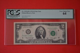 One 1976 Pcgs Graded 64 $2.  00 Star Note - Low Serial Number Note photo