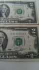 (2) 2 Dollar Bills 1976 Federal Reserve Us Paper Money Richmond & Philadelphia Small Size Notes photo 2