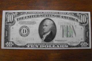 Series Of 1934 A Usa Federal Reserve $10 Note Almost Unc photo