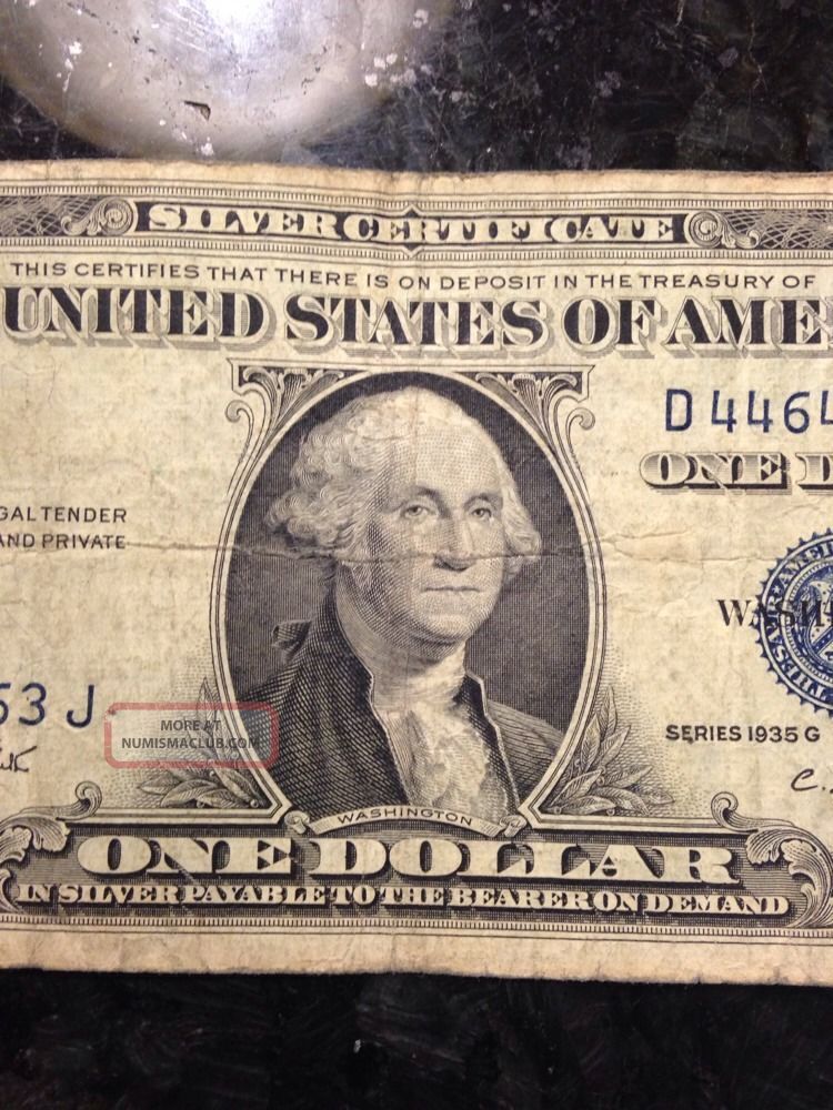 Rare Old 1935 G U S Blue Seal $1 One Dollar Bill Silver Certificate