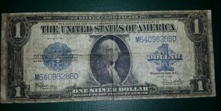 1923 $1 Dollar Bill Old Us Bank Note Paper Money Currency Blue Stamp Silver One photo