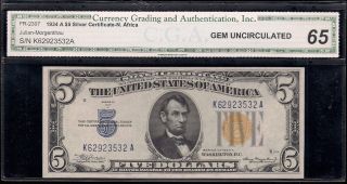 1934 $5 Yellow Seal.  Gem Uncirculated 65 photo