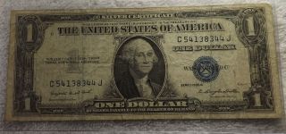 1935 G Silver Certificate Blue Seal $1 C54138344 J photo