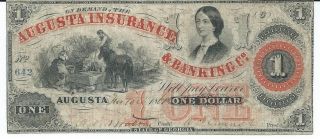 Obsolete Currency Georgia Augusta Insurance Banking Co.  $1 1861 Issued 642 photo