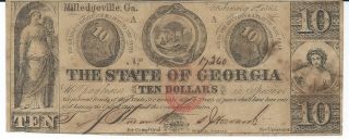 Obsolete Currency State Of Georgia Milledgeville $10 1863 Cr8 Issued 17260 photo