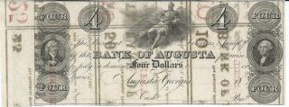 Obsolete Currency Georgia - Bank Of Augusta $4 18xx G54a Not Issued Plate C photo