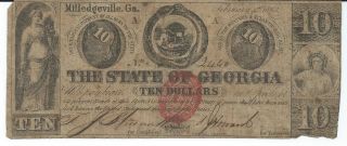 Obsolete Currency State Of Georgia Milledgeville $10 1863 Cr8 Issued 2460 photo