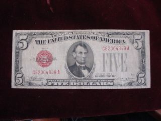 1928d $5 United States Note,  Fr - 1525 Very Fine photo