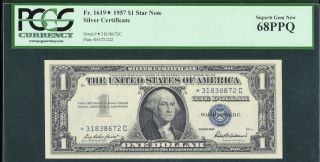 Fr.  1619 1957 $1 Silver Certificate Star Note Pcgs Gem 68 Ppq photo