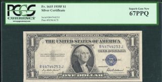 Fr.  1615 1935f $1 Silver Certificate Pcgs Gem 67 Ppq B - J Block photo