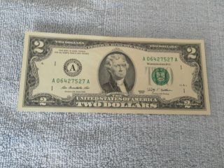 U.  S.  2009 Two Dollars Federal Reserve Note Boston photo