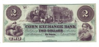 Rare Corn Exchange Bank $2 - 1860 Desoto,  Nebraska Gem Uncirculated photo