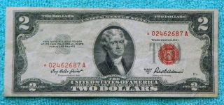 1953a $2 Star Red Seal Note A Block Two Dollar Bill - Rs16 photo