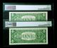 Star (2) Consecutive Uncirculated 1957b $1 One Dollar Silver Certificates Small Size Notes photo 1