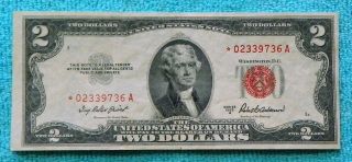 1953a $2 Star Red Seal Note A Block Two Dollar Bill - Rs15 photo