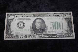 Rare Series 1934a $500 Bill,  E00020722 Federal Reserve Bank Richmond photo