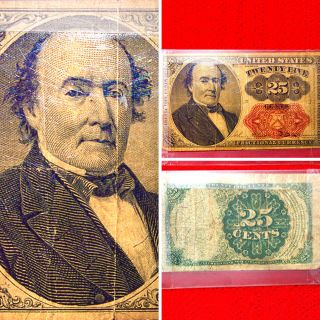 Fractional 1874 U.  S.  Robert Walker 25 Cent Currency Note Rare photo