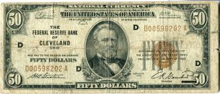 $50 Cleveland Federal Reserve Bank - National Bank Currency / Note - U.  S. photo