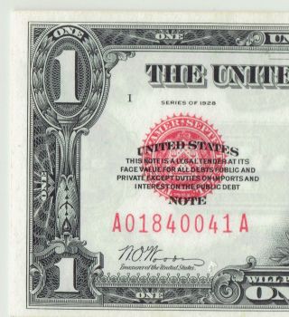 Fr: 1500 ::: 1928 $1 Red Seal United States Note :: Uncirculated. photo