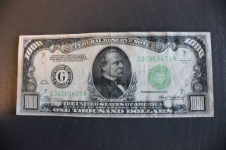1934 $1000 Federal Reserve Note Chicago United States Currency photo